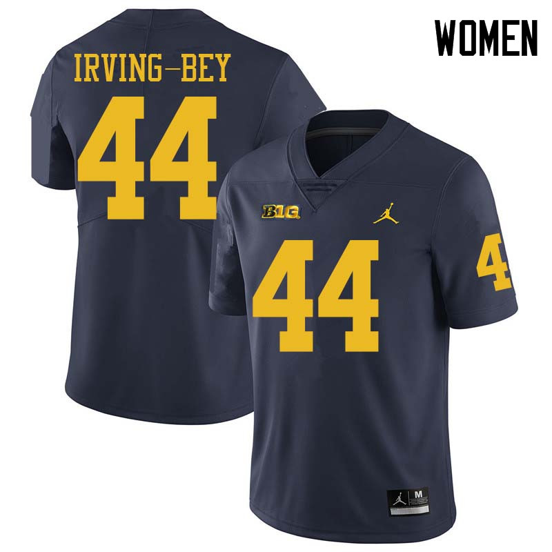 Jordan Brand Women #44 Deron Irving-Bey Michigan Wolverines College Football Jerseys Sale-Navy